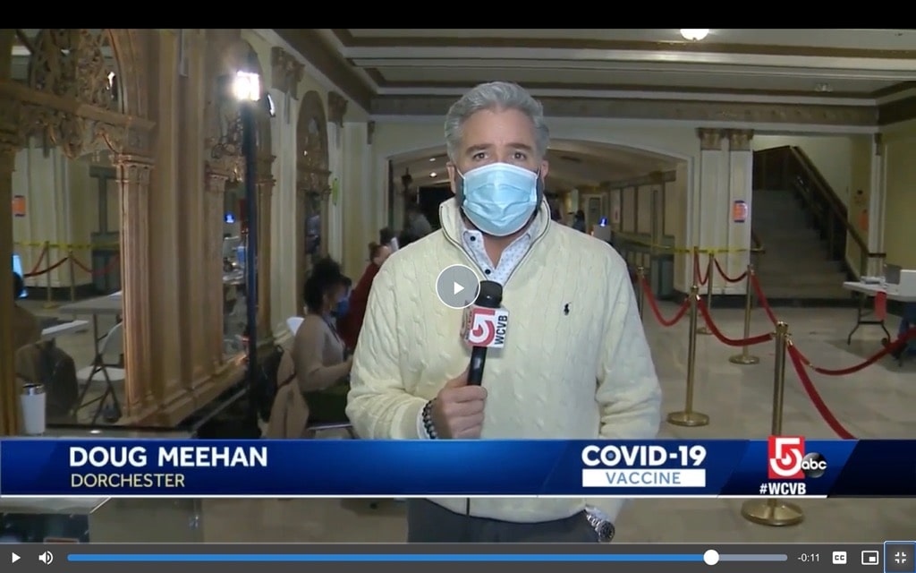 WCVB-TV newscaster Doug Meehan at the Strand Theater