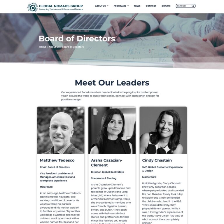 GNG website Board of Directors page