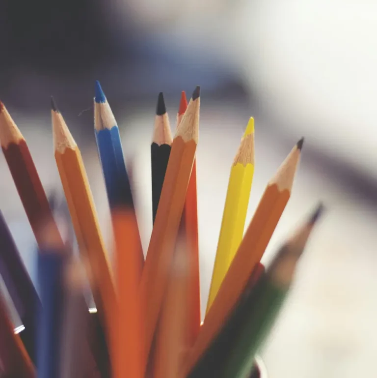 Jar with colored pencils