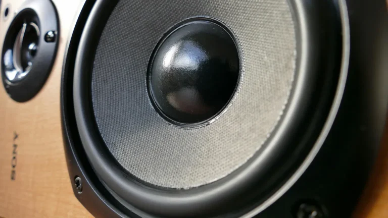 Close-up of a stereo speaker